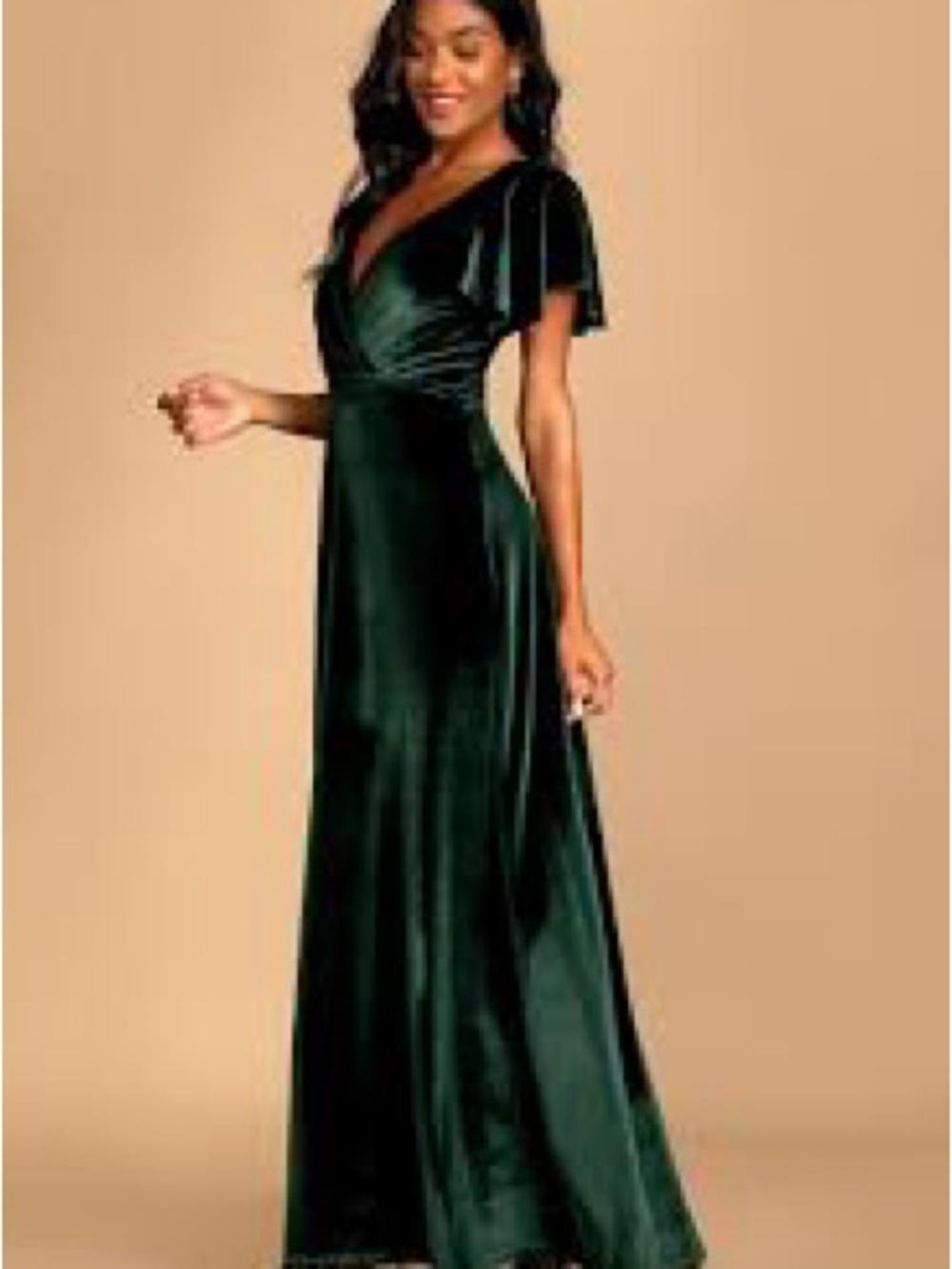 Lulus Emerald Green Velvet V-Neck Maxi Dress Like New
